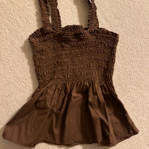 Gap brown ruched ruffle tank top size small - Picture 1 of 3